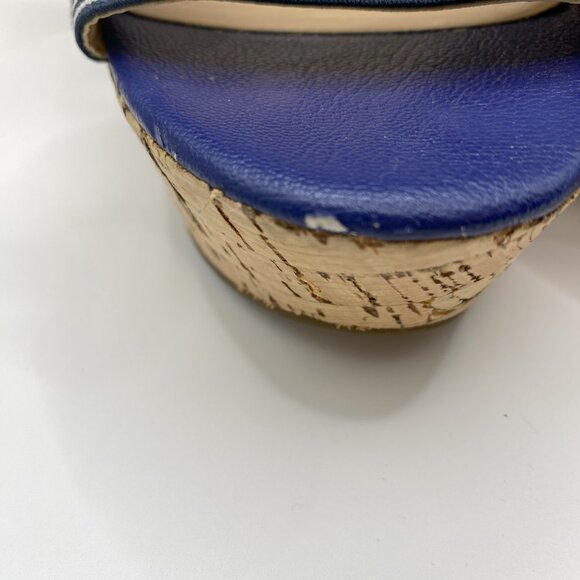 Jessica Simpson Blue with white stripped Wedge Sandal - Picture 4 of 12